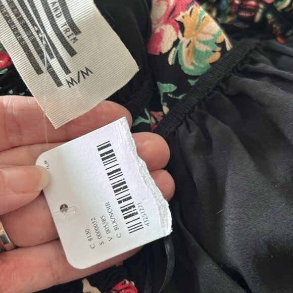 NWT FREE PEOPLE black floral off shoulder top - Picture 7 of 10